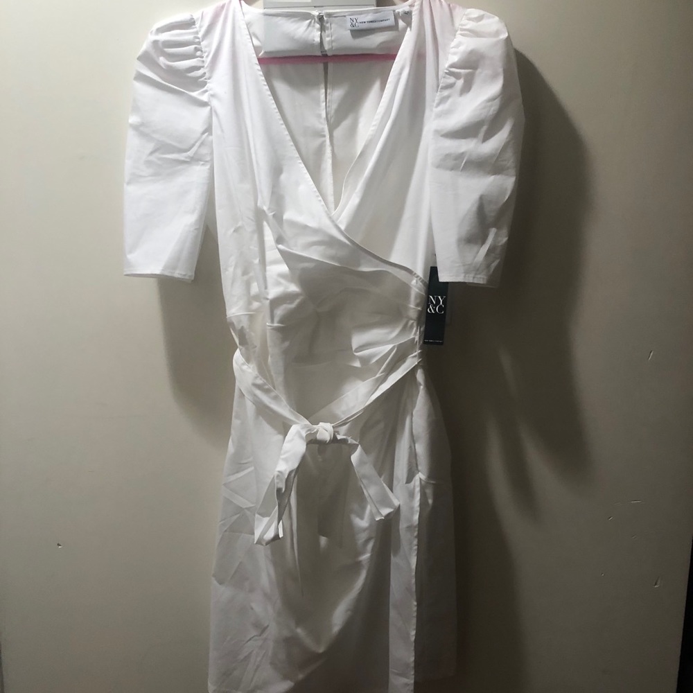 NWT New York and Company Small White Wrap Dress